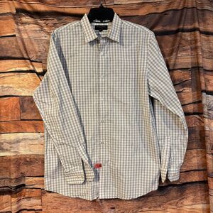 Banana Republic Casual Button-Down Shirt Men's Blue Pink Plaid L Tall Cotton